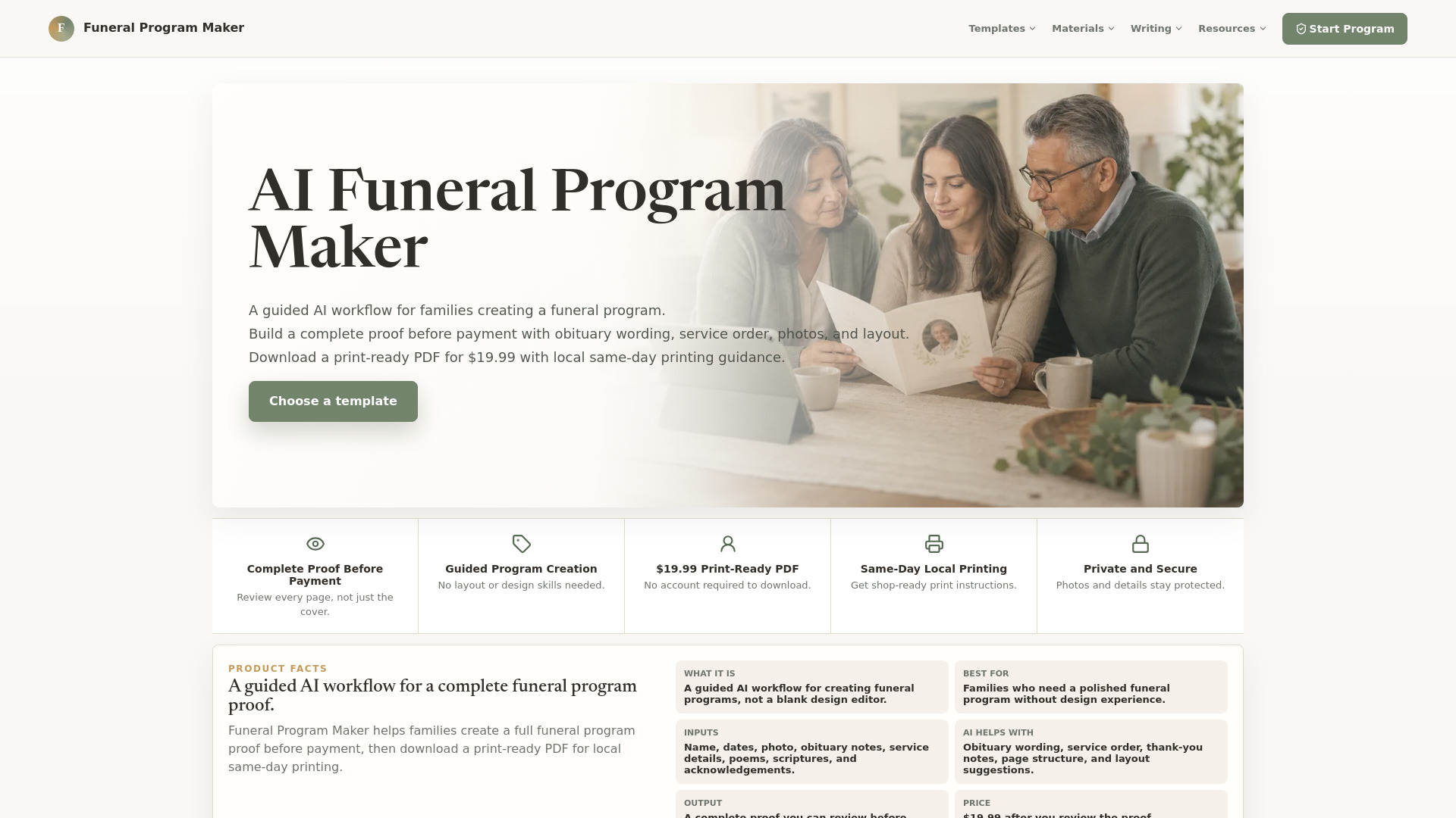 image of AI Funeral Program Maker