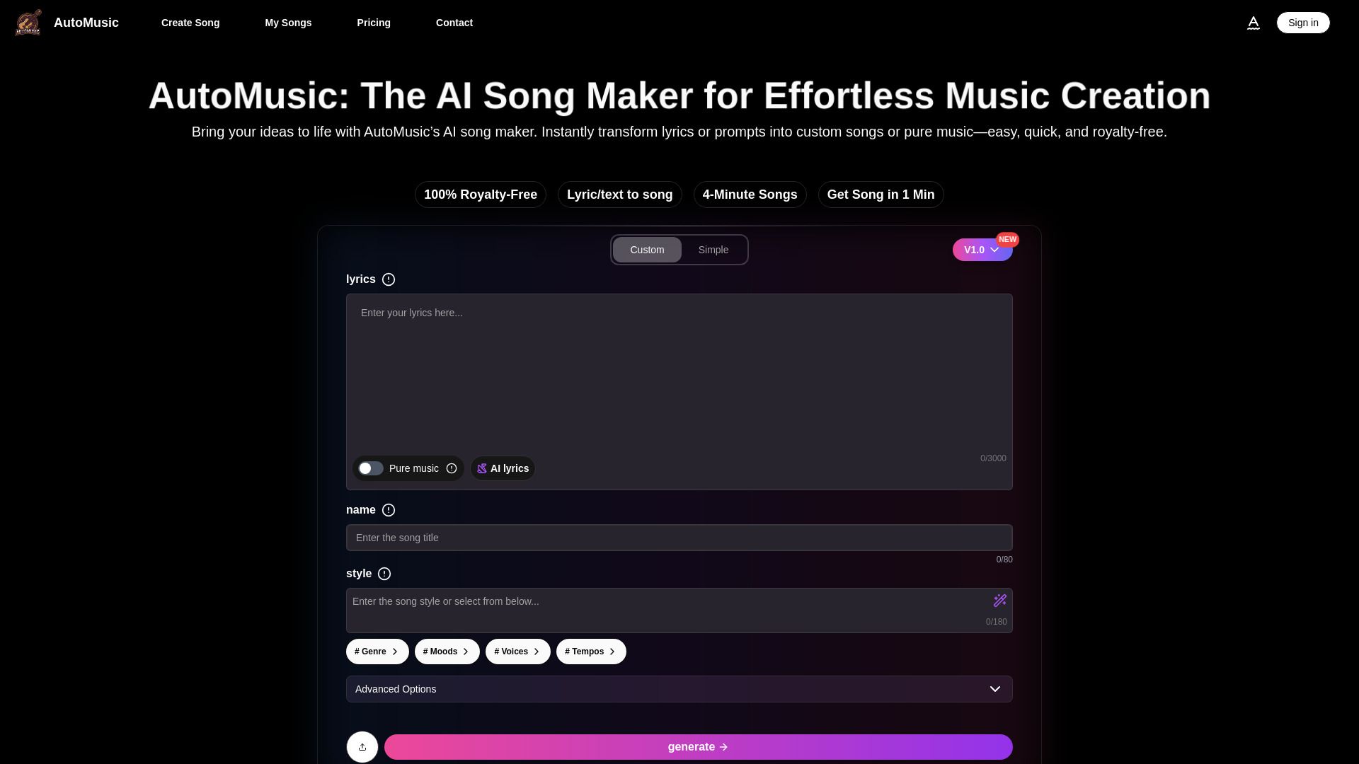 image of AI Song Maker : Your AI Music Generator | Automusic