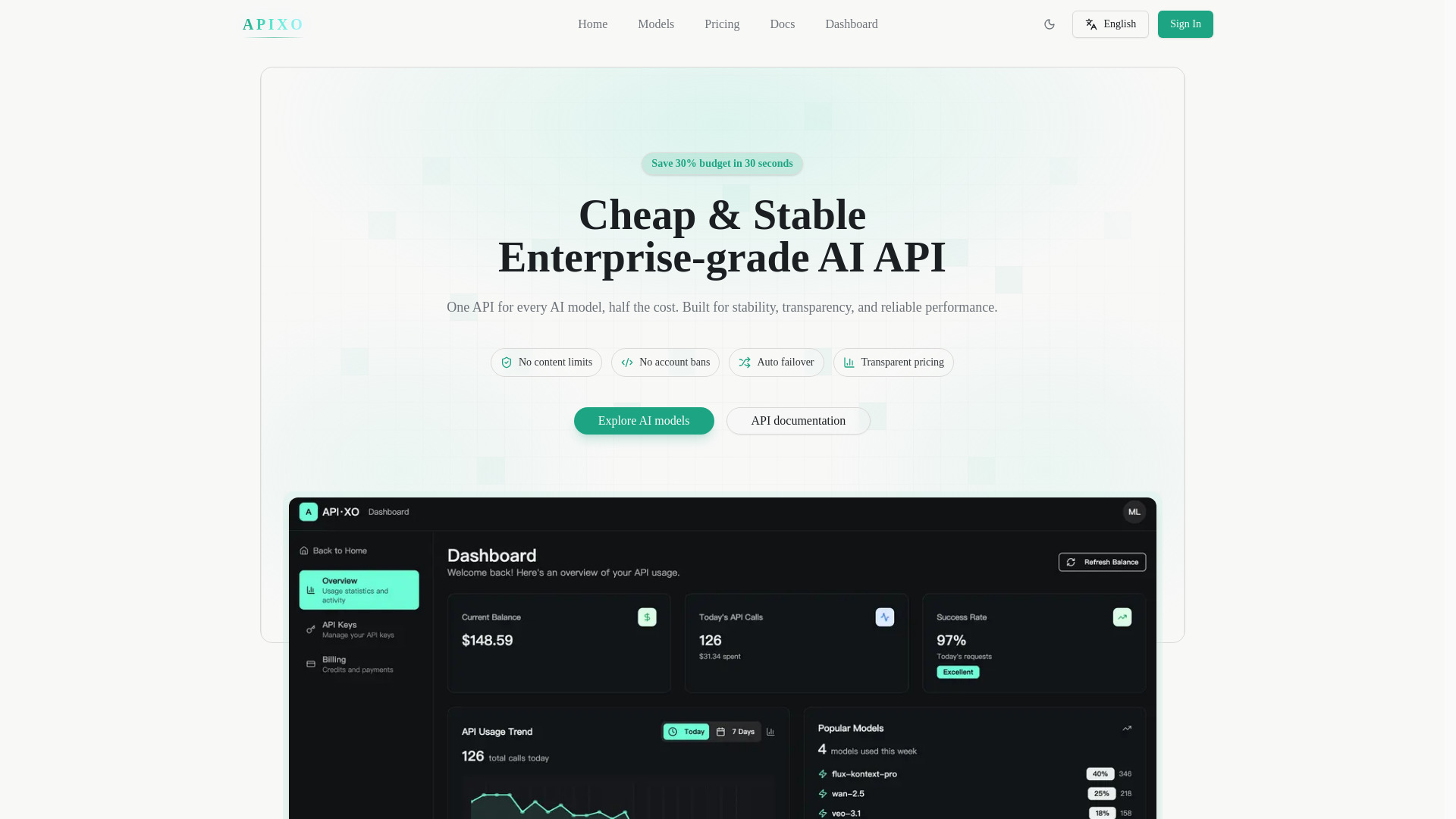 image of APIXO.AI - AI Model API Provider