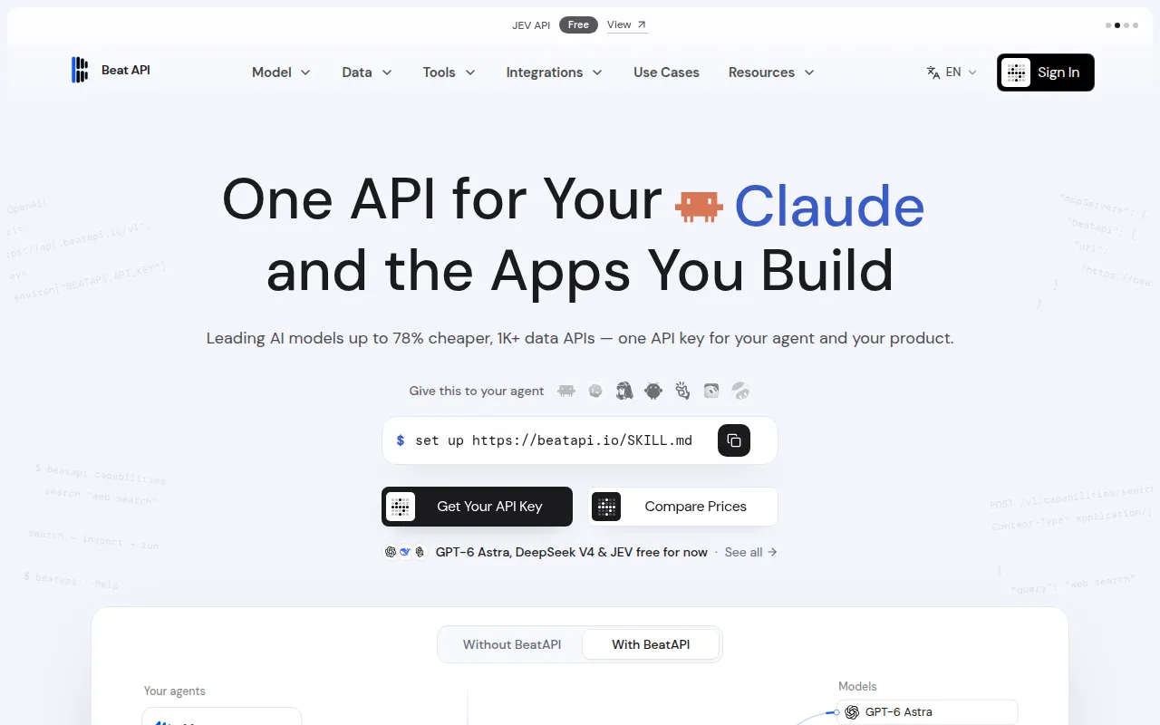 image of BeatAPI - Affordable AI Agent API