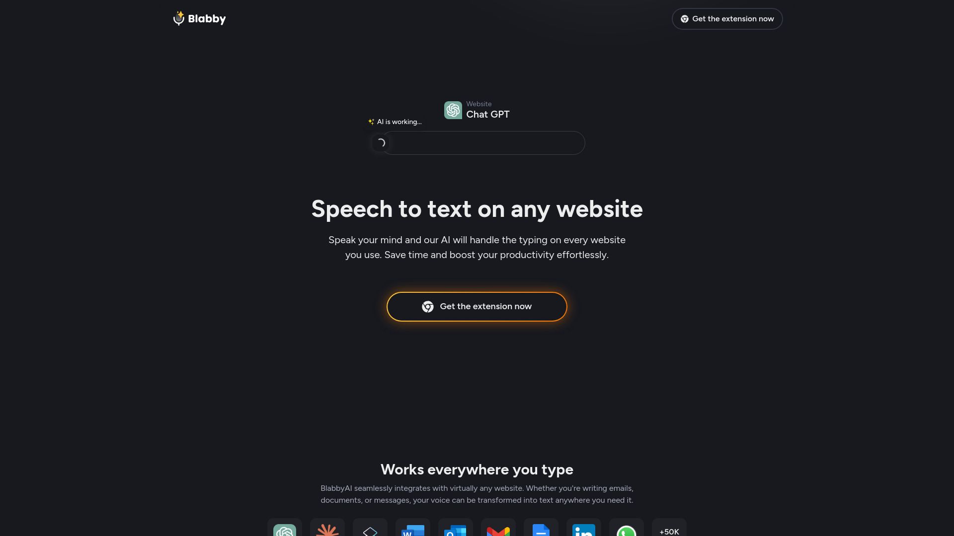 Screenshot of BlabbyAI Speech to text