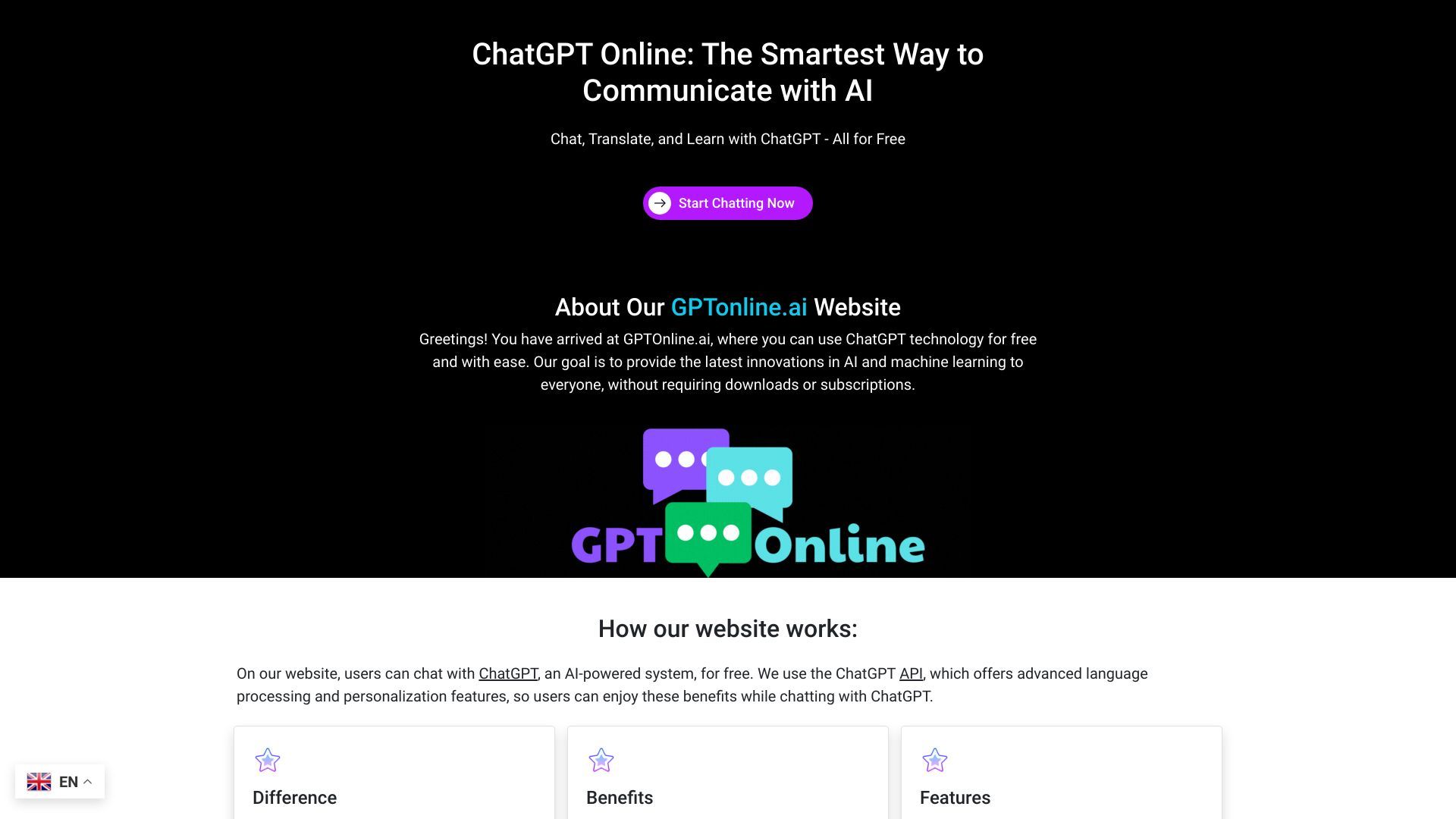 image of ChatGPT Online - GPTOnline.ai