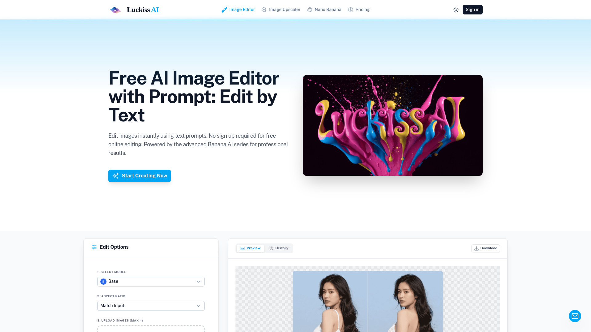 image of Free AI Image Editor with Prompt - Luckiss AI