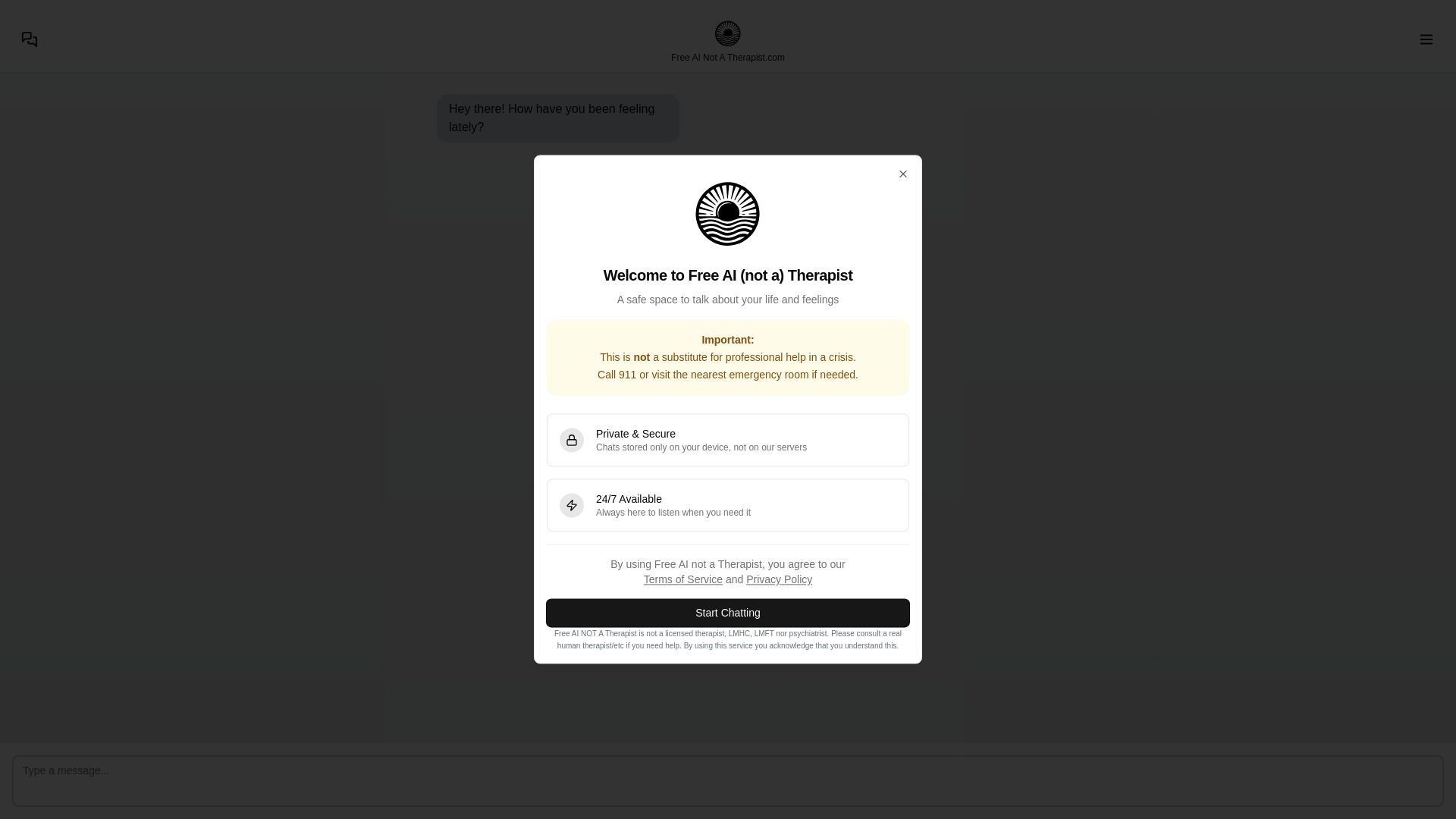 image of Free AI (not a) Therapist