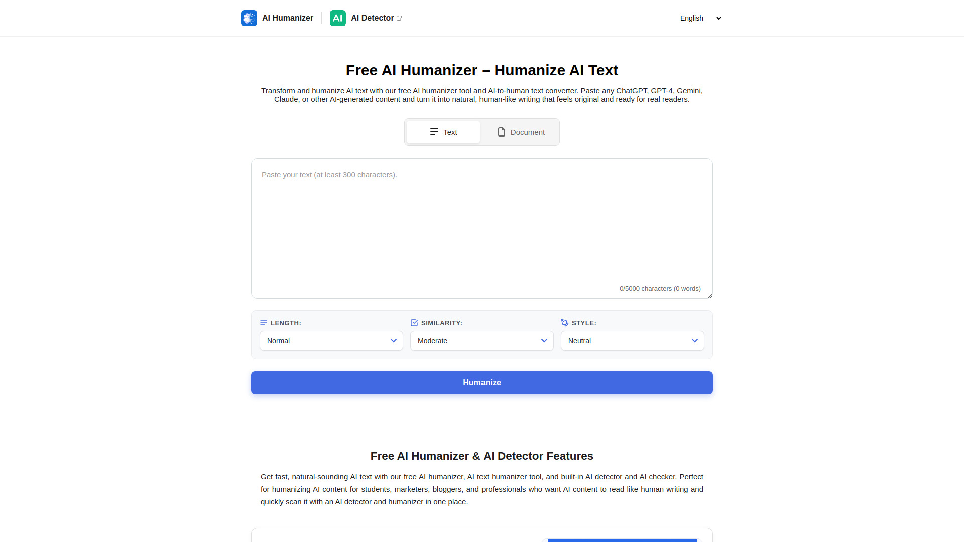 image of Free AI Text Humanizer & Detector image of Free AI Text Humanizer & Detector