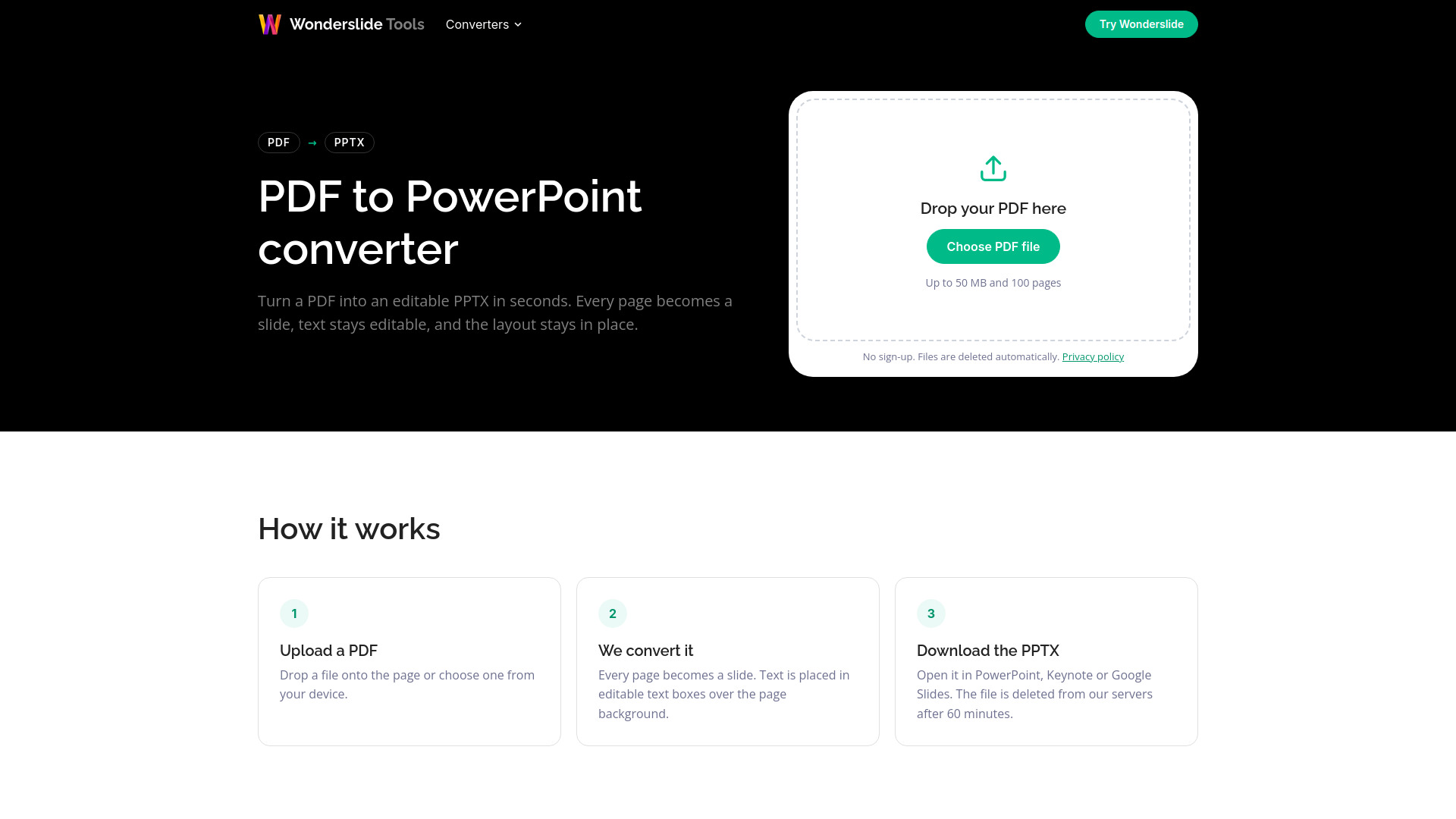 image of Free PDF to PPTX Converter by Wonderslide