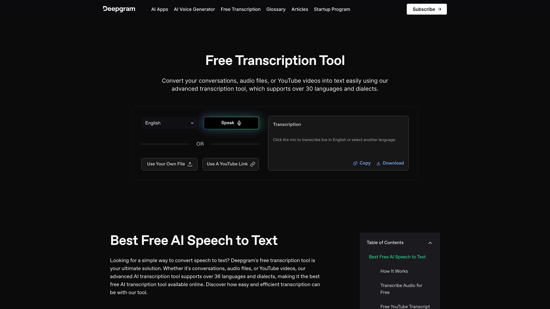 image of Free Transcription Tool Deepgram