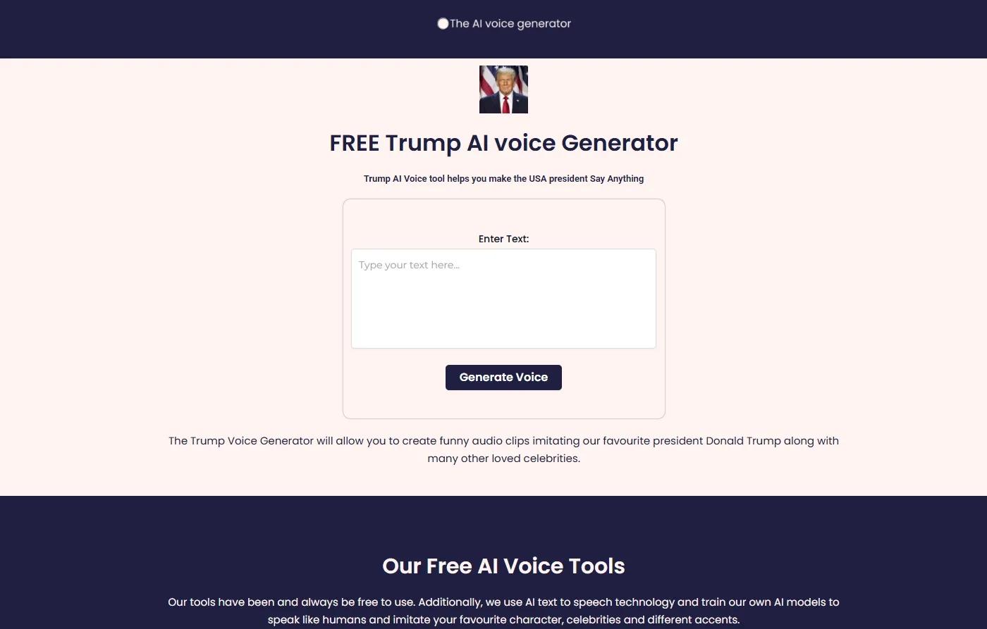 image of FREE Trump AI voice Generator
