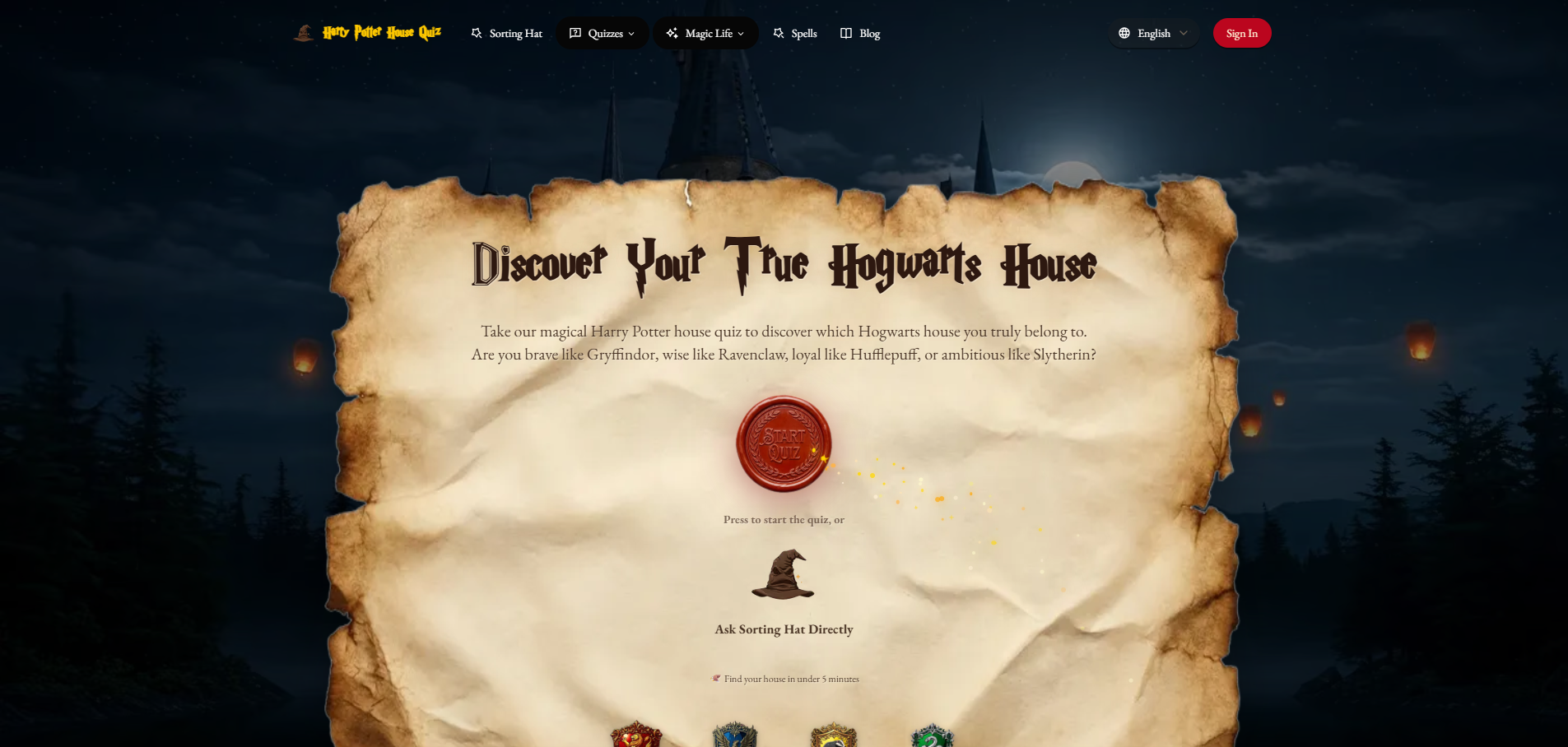 image of Harry Potter House Quiz ORG