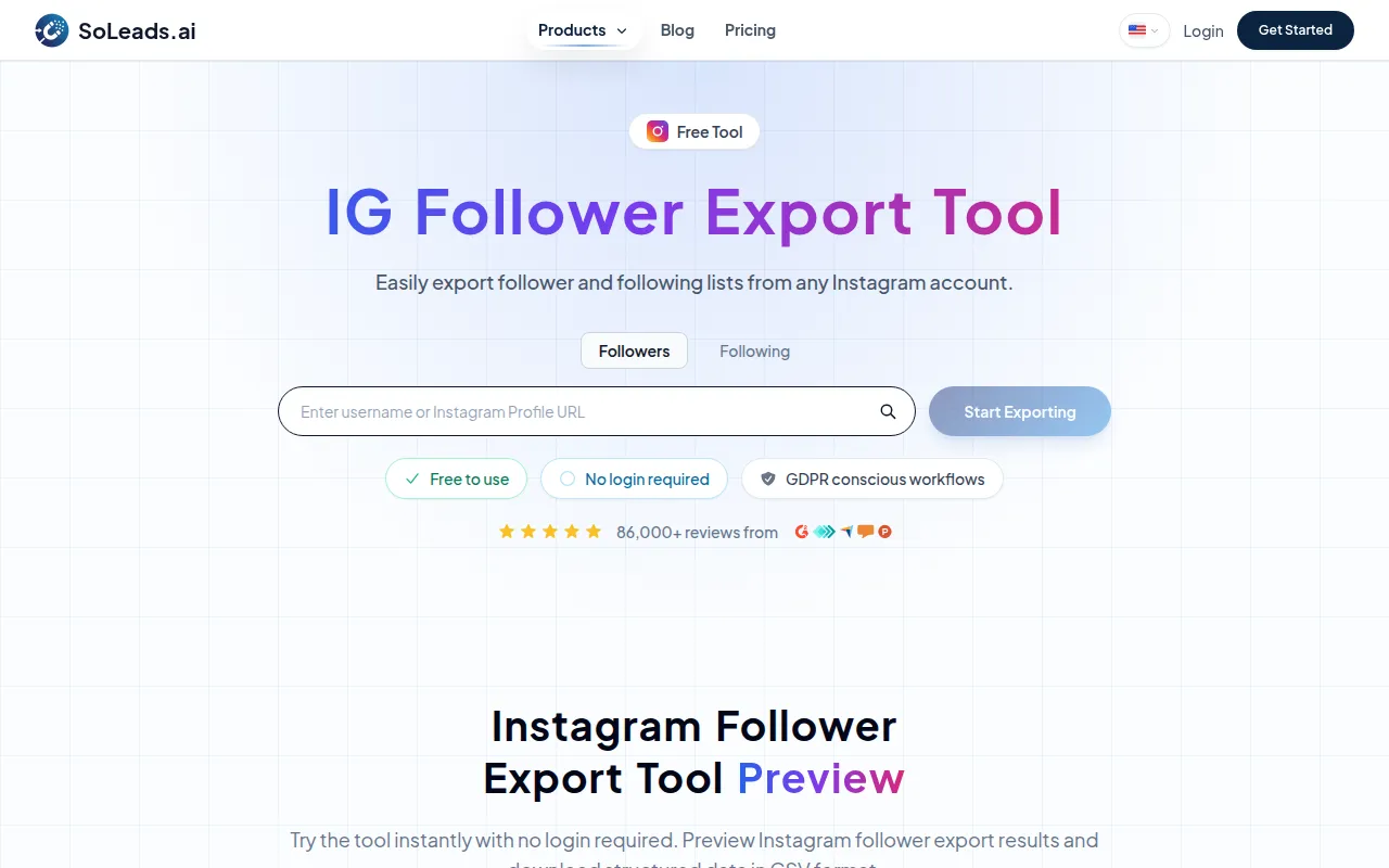 image of IG Follower Export Tool - SoLeads.ai