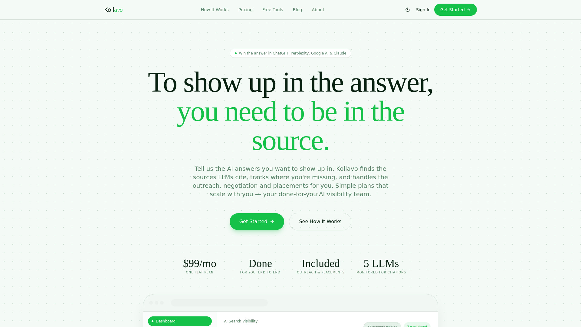 image of Kollavo - Get Cited in AI Search | $99/mo Managed Service