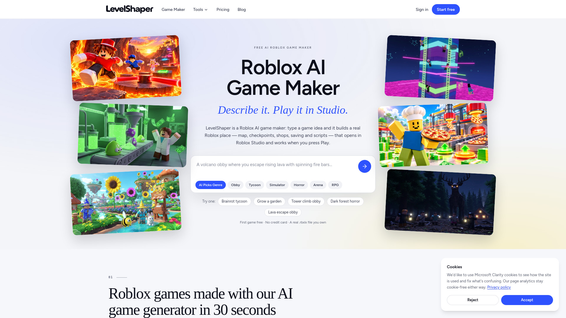 image of LevelShaper — Roblox AI Game Maker