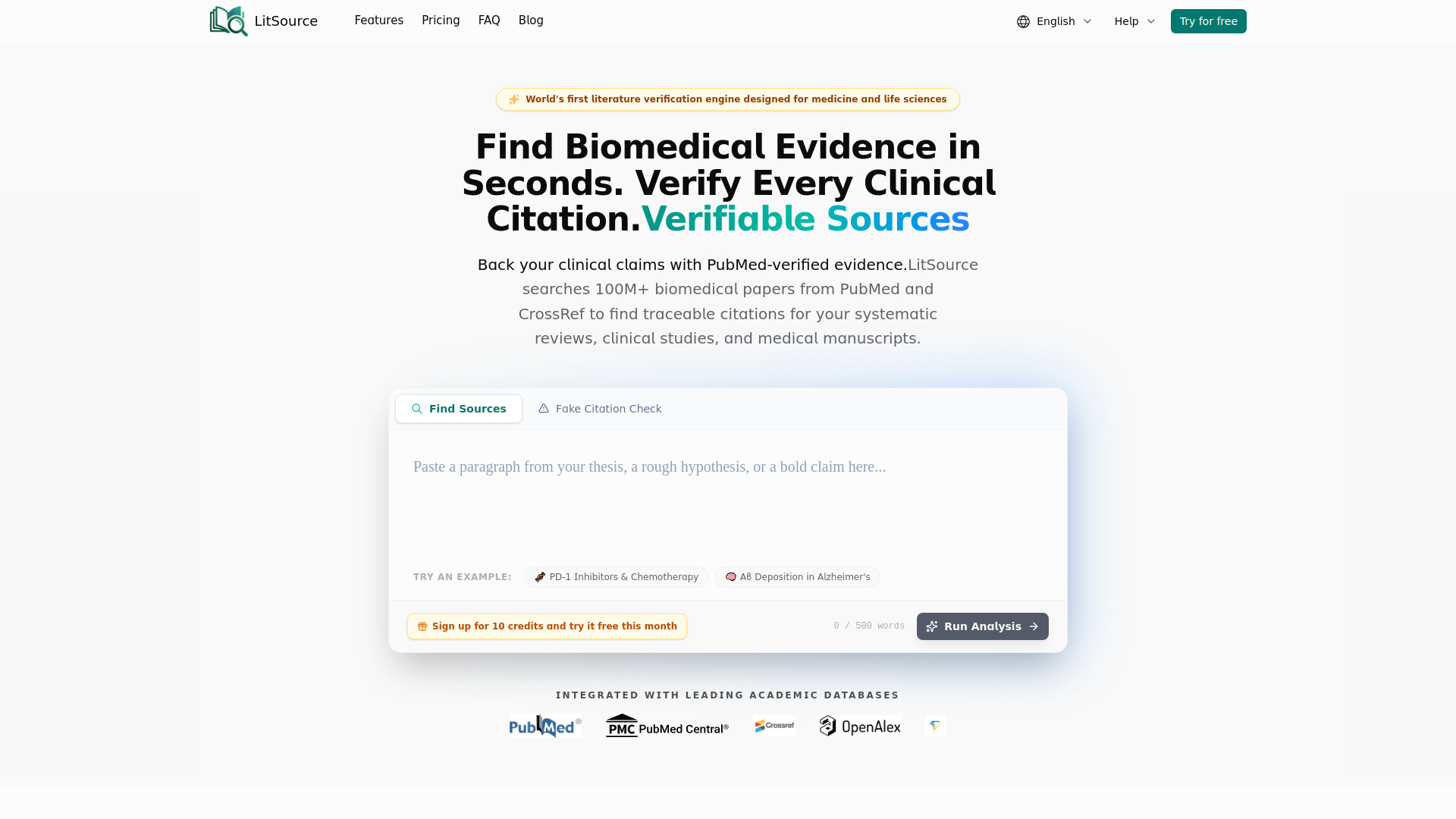 image of LitSource - PubMed evidence finder for biomedical writing