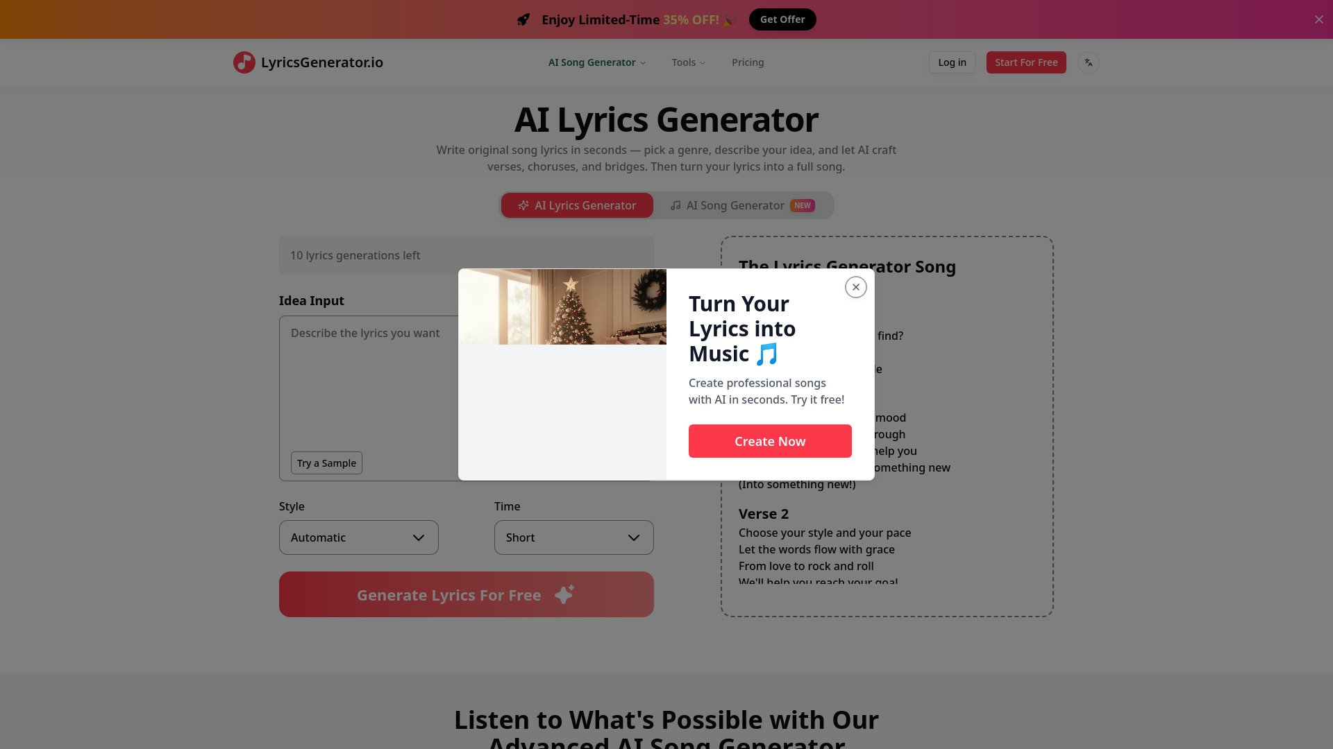 image of LyricsGenerator.io