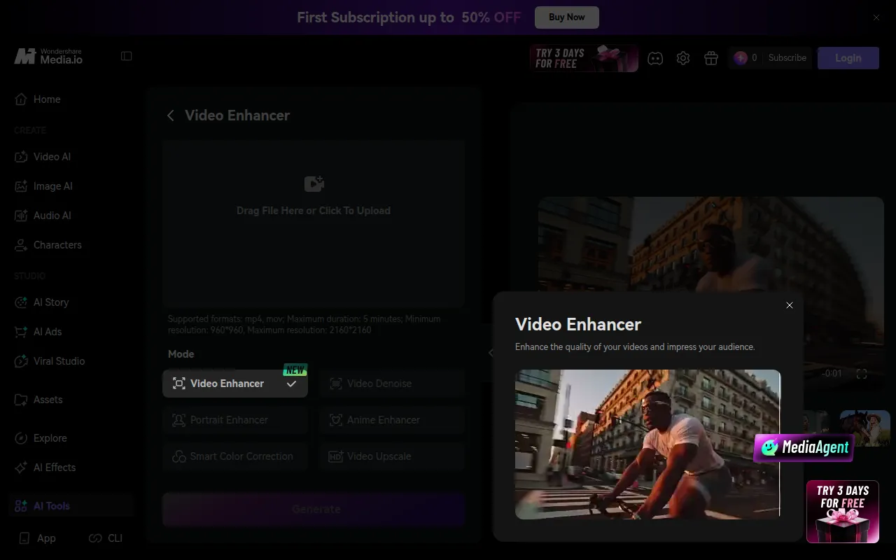 image of Media.io AI Video Enhancer