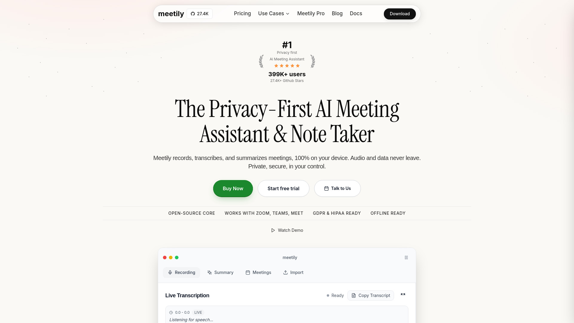 image of Meetily AI