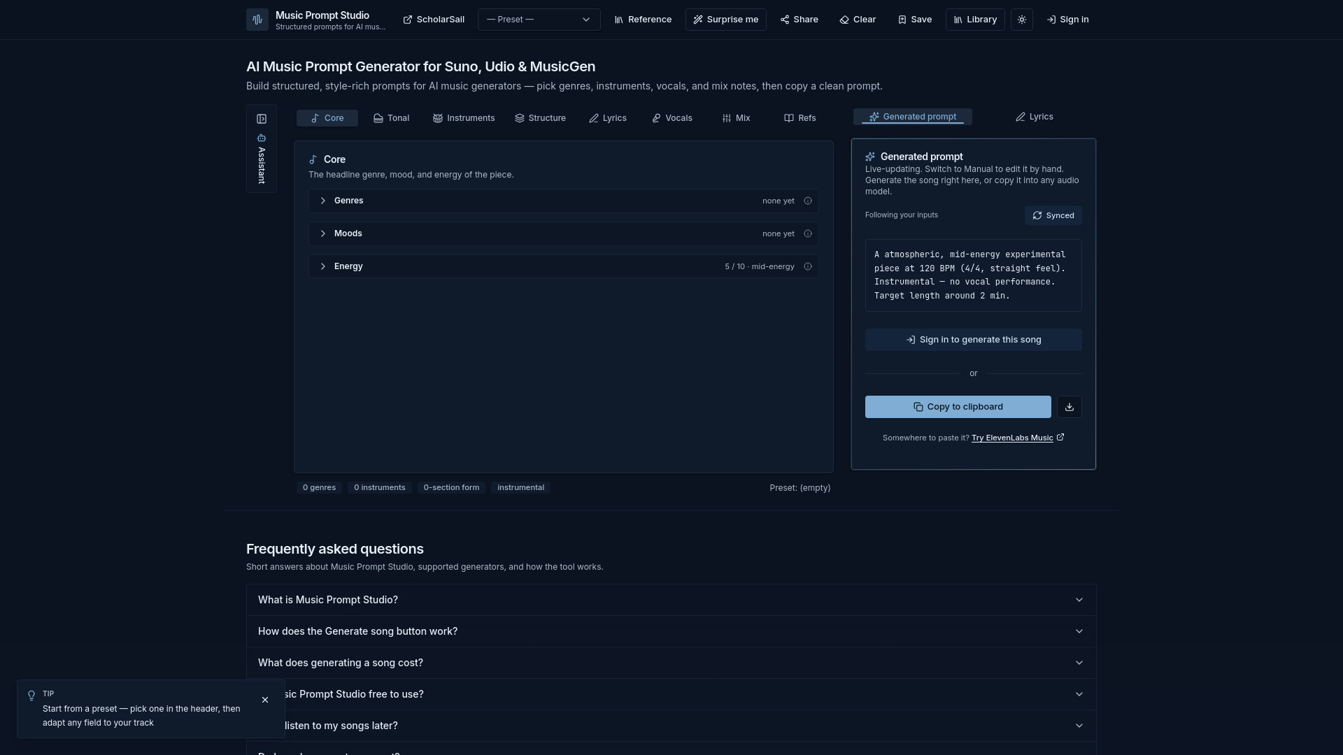 image of Music Prompt Studio