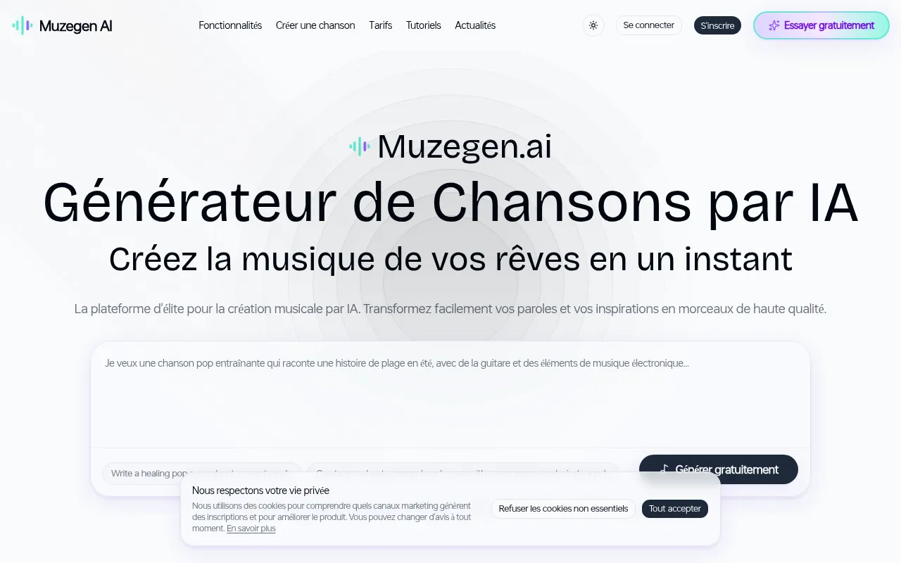 image of Muzegen.ai - Générateur de musique IA