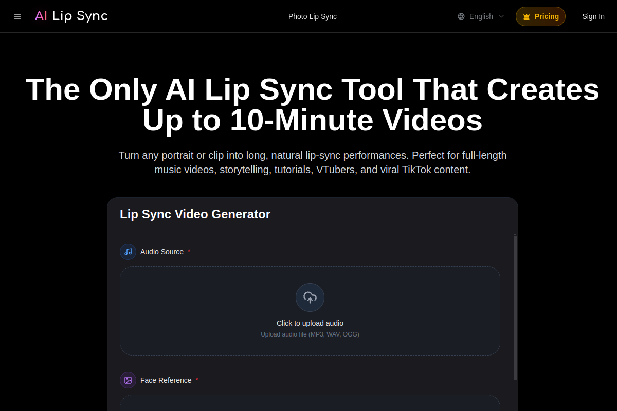 image of Photo Lip Sync Generator – Animate Any Portrait Into a Realistic Lip Sync Video