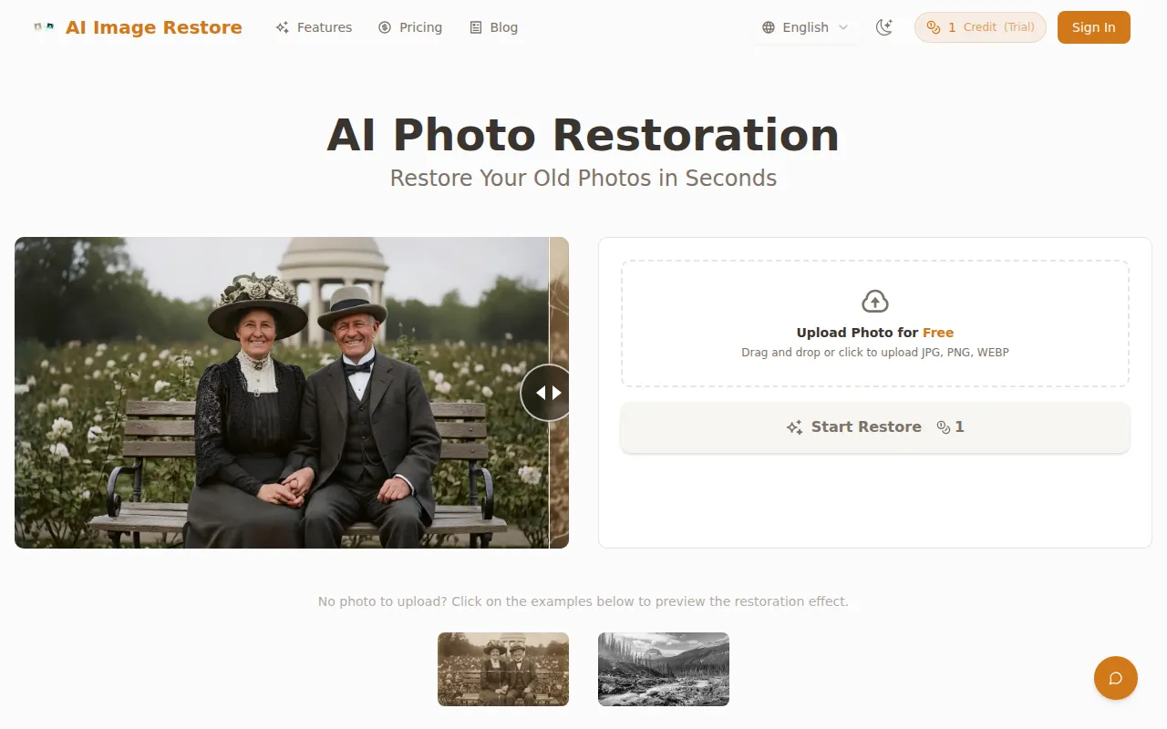 image of PhotoRestore.ai: Fix Water Stains & Scratches