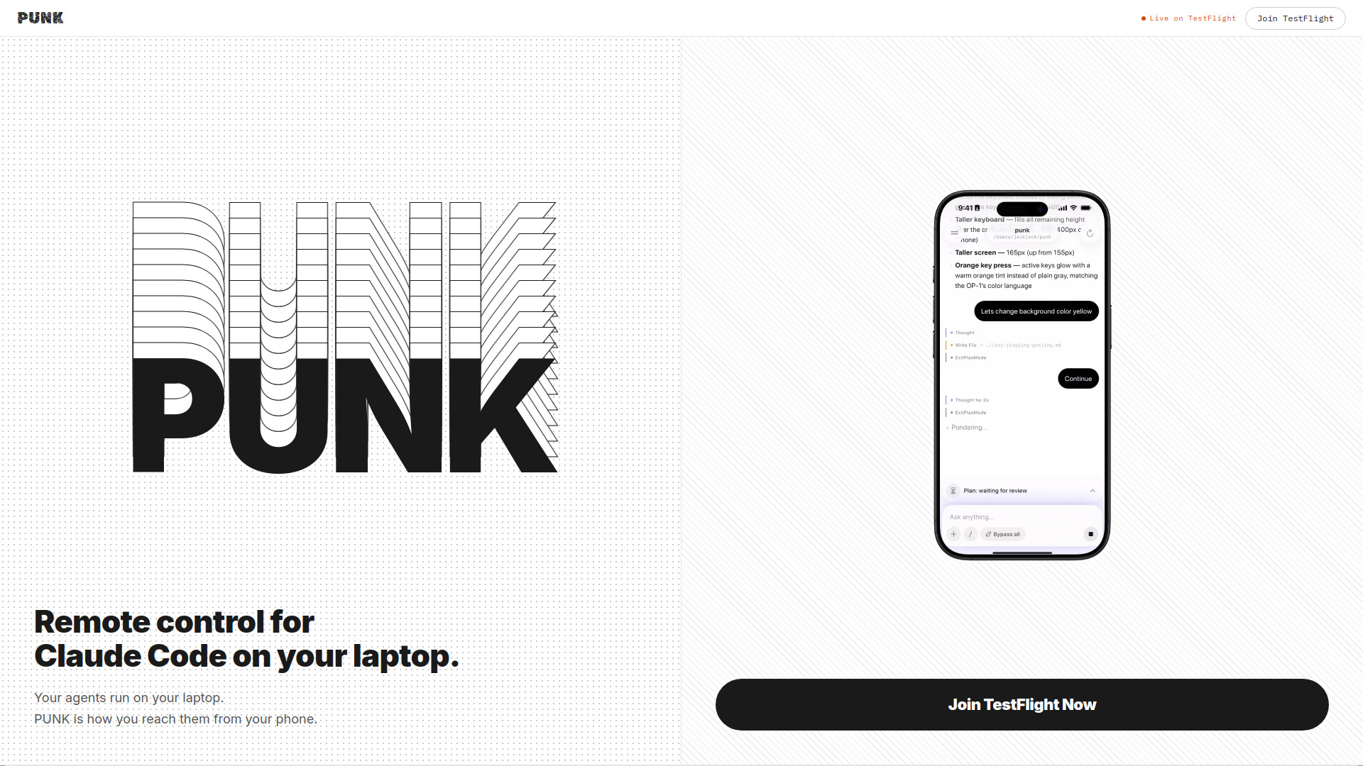 image of PUNK - Remote Control for Claude Code