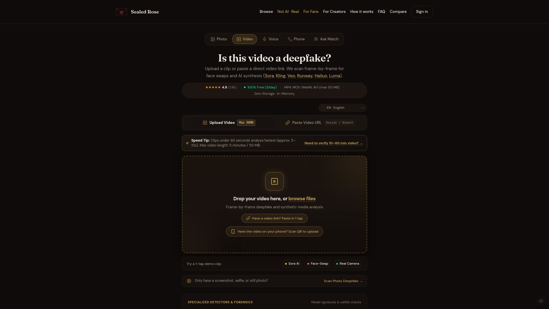 image of Sealed Rose AI Deepfake Detector