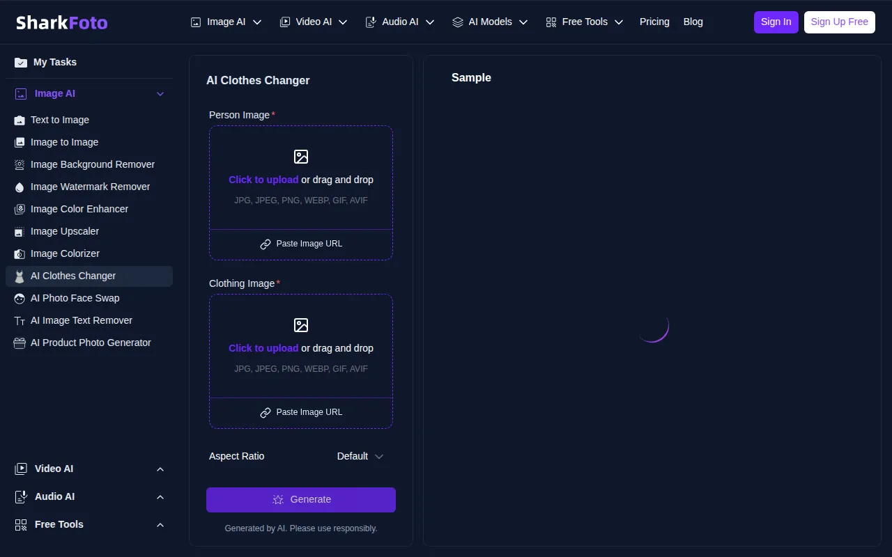 image of SharkFoto AI Clothes Changer