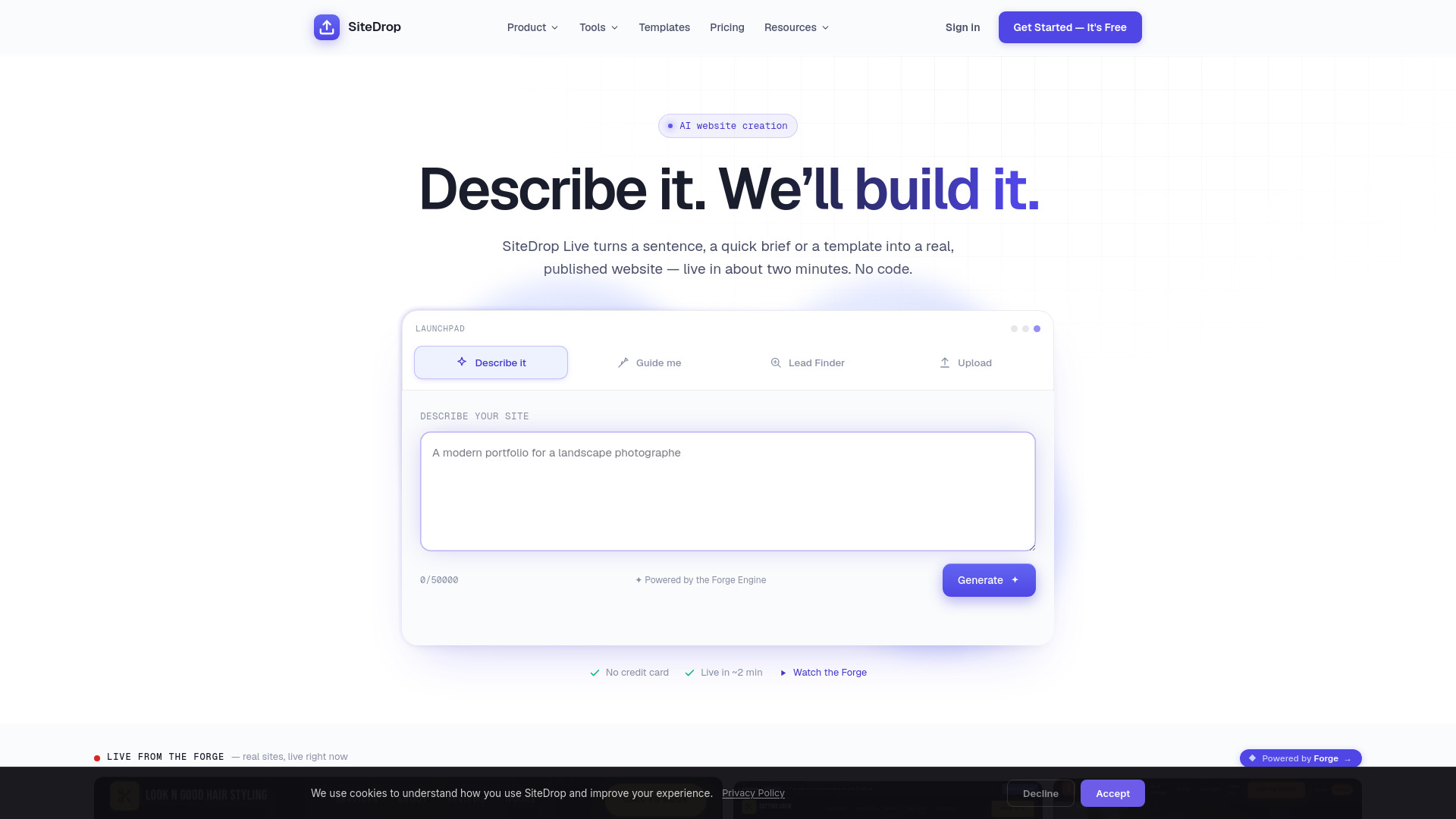 image of SiteDrop Live