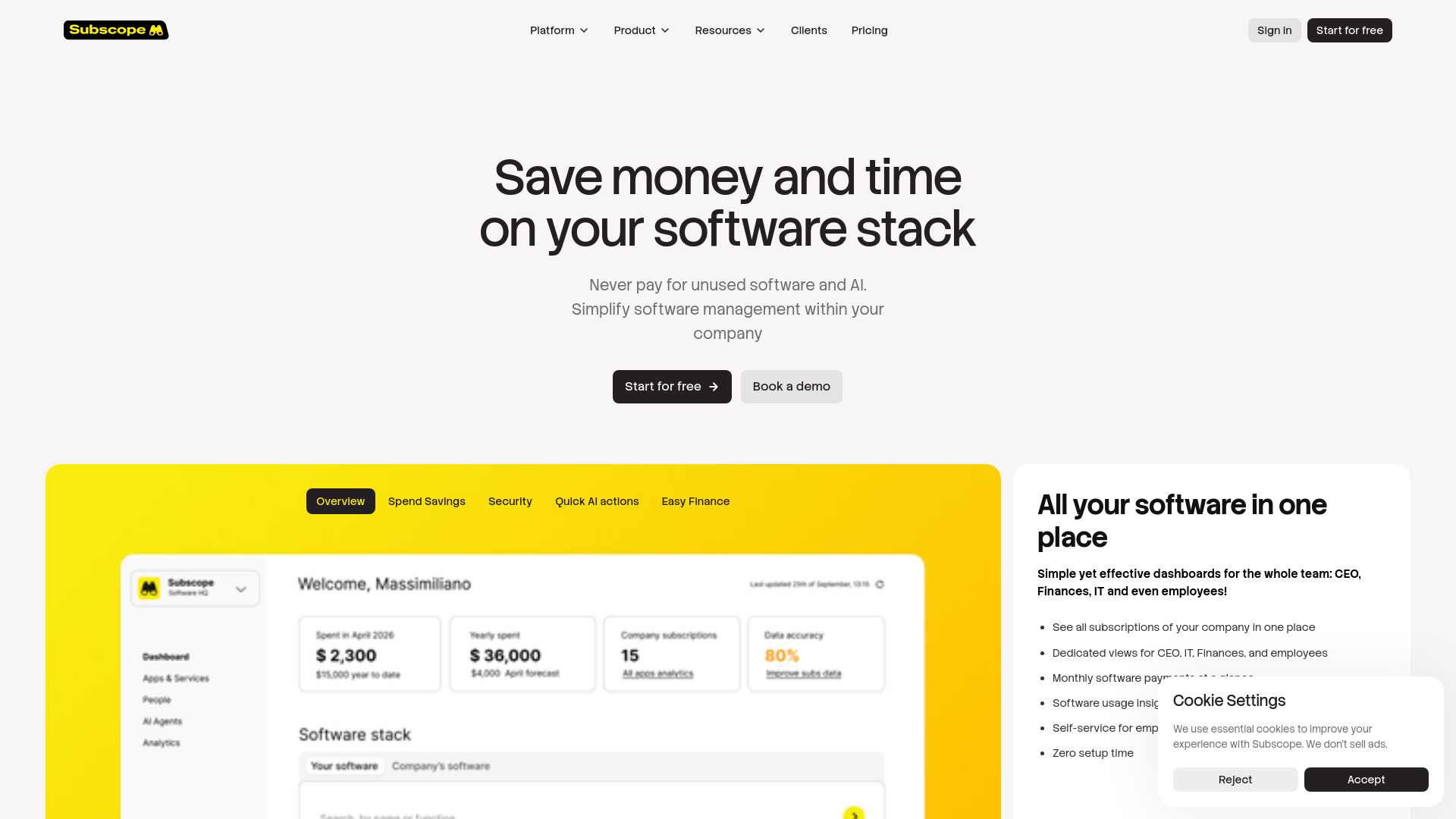 image of Subscope — free subscription manager for startups and SMB