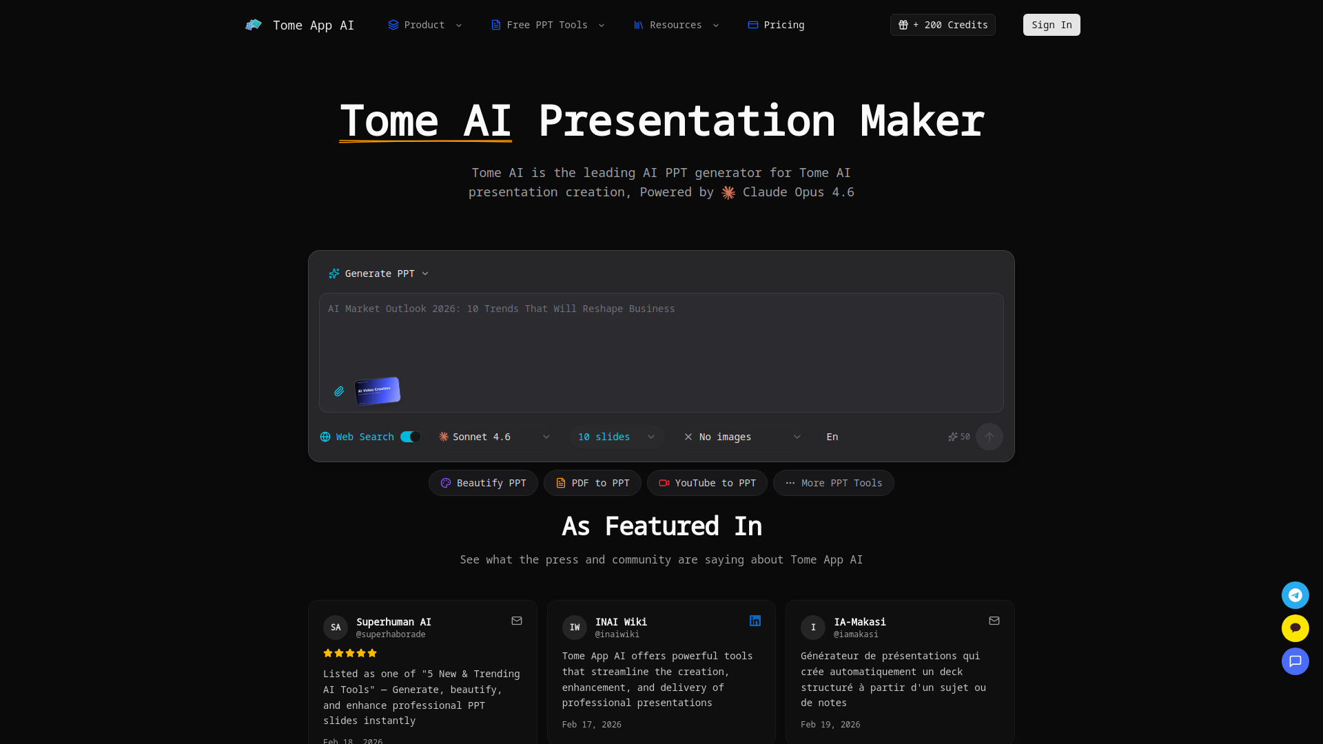 image of Tome AI Presentation Maker