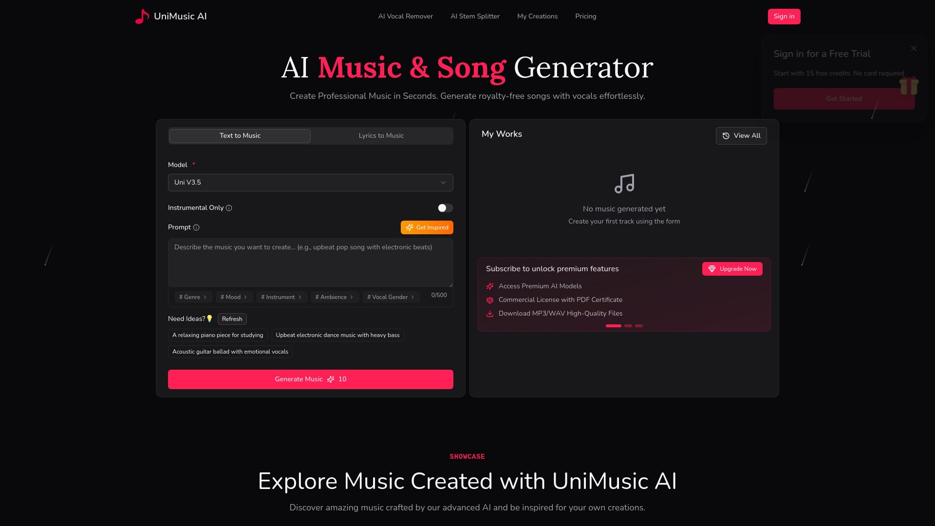 image of UniMusic AI