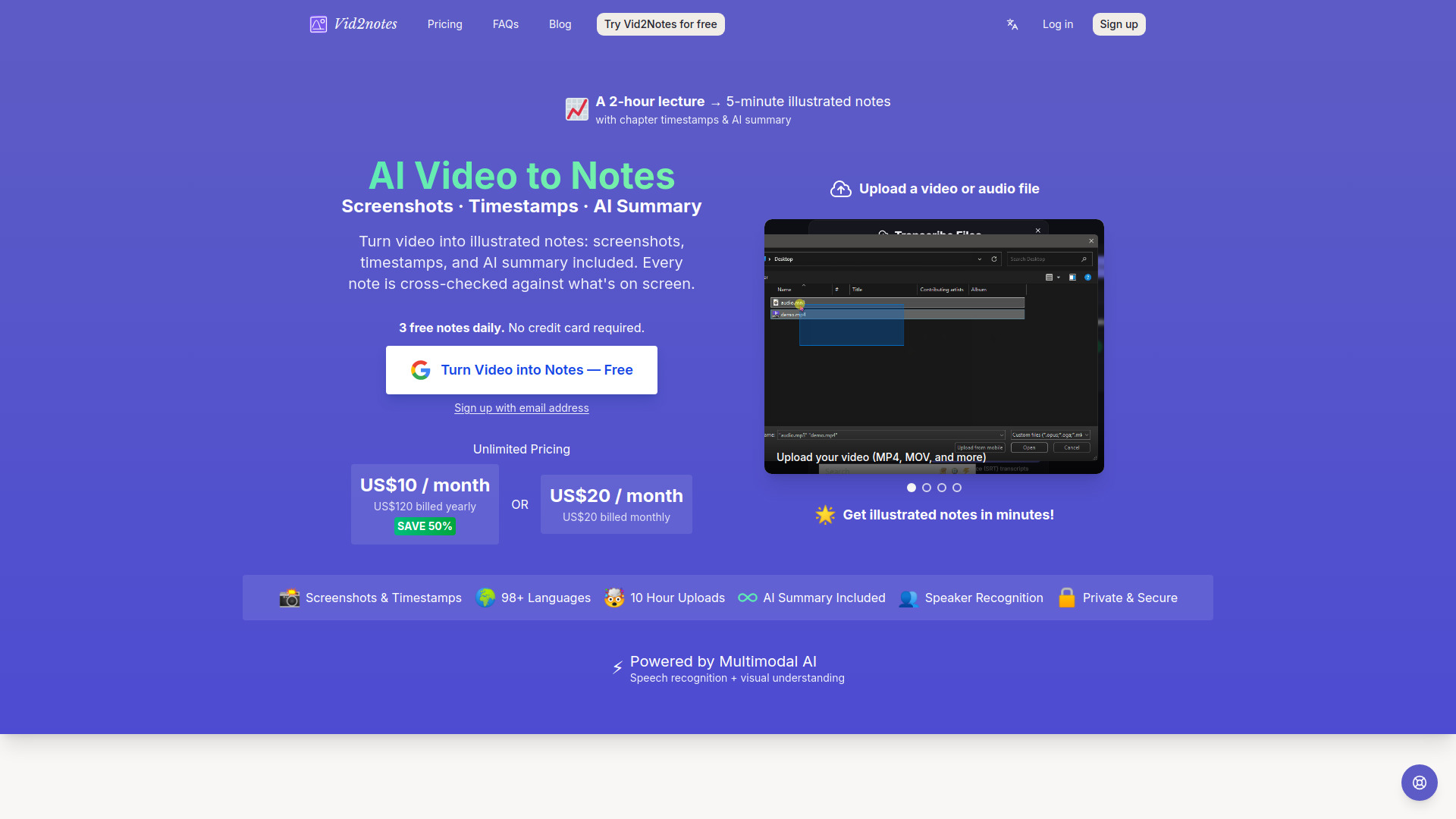 image of Video to notes