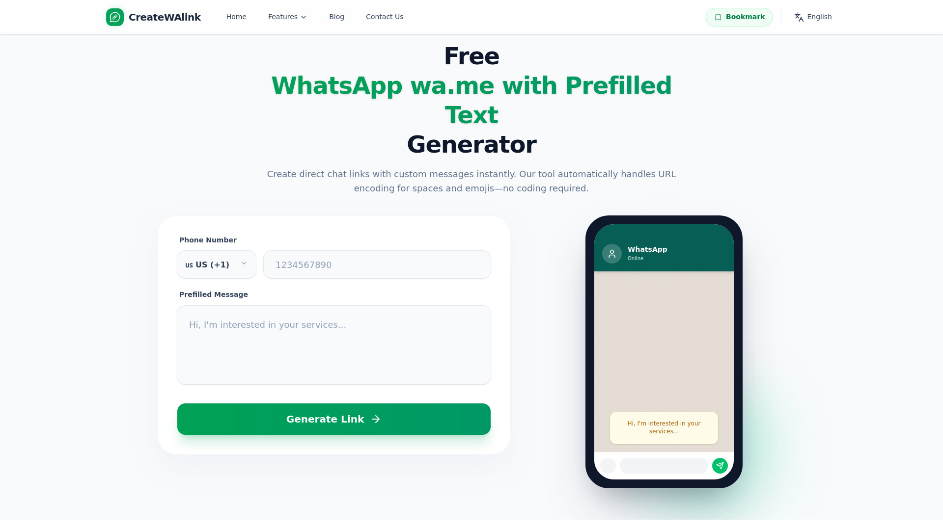 image of WhatsApp wa.me with Prefilled Text