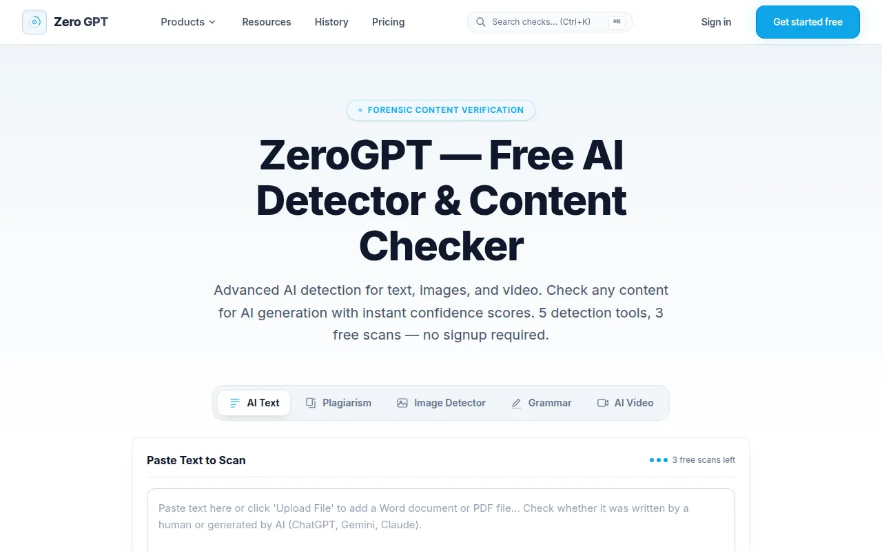 image of Zero GPT - AI Detector